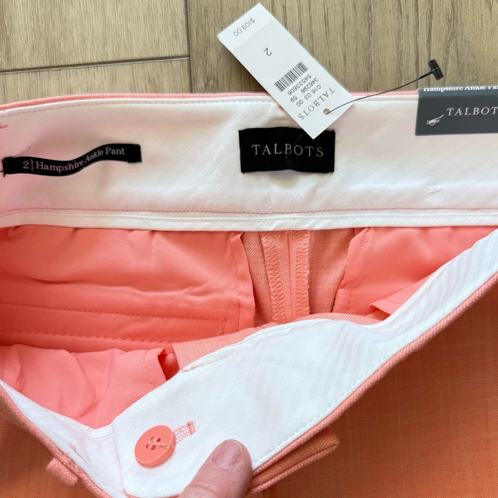 Talbots Hampshire Textured Ankle Pants Straight-Leg Elegant Coral Women's 2 NWT - Picture 5 of 12